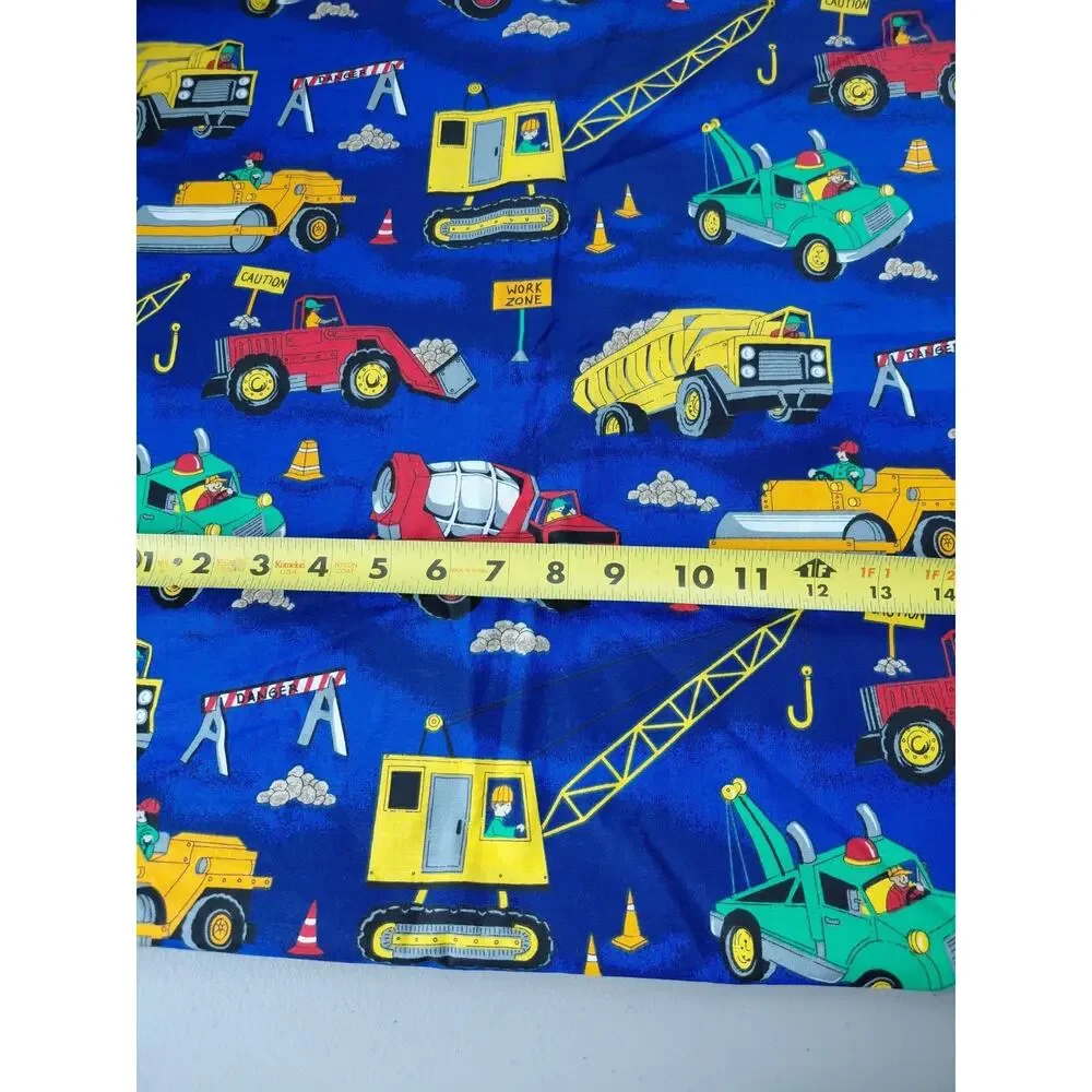 Vintage Fabric Traditions Work Zone Construction Trucks Fabric 1 YD Blue 1997